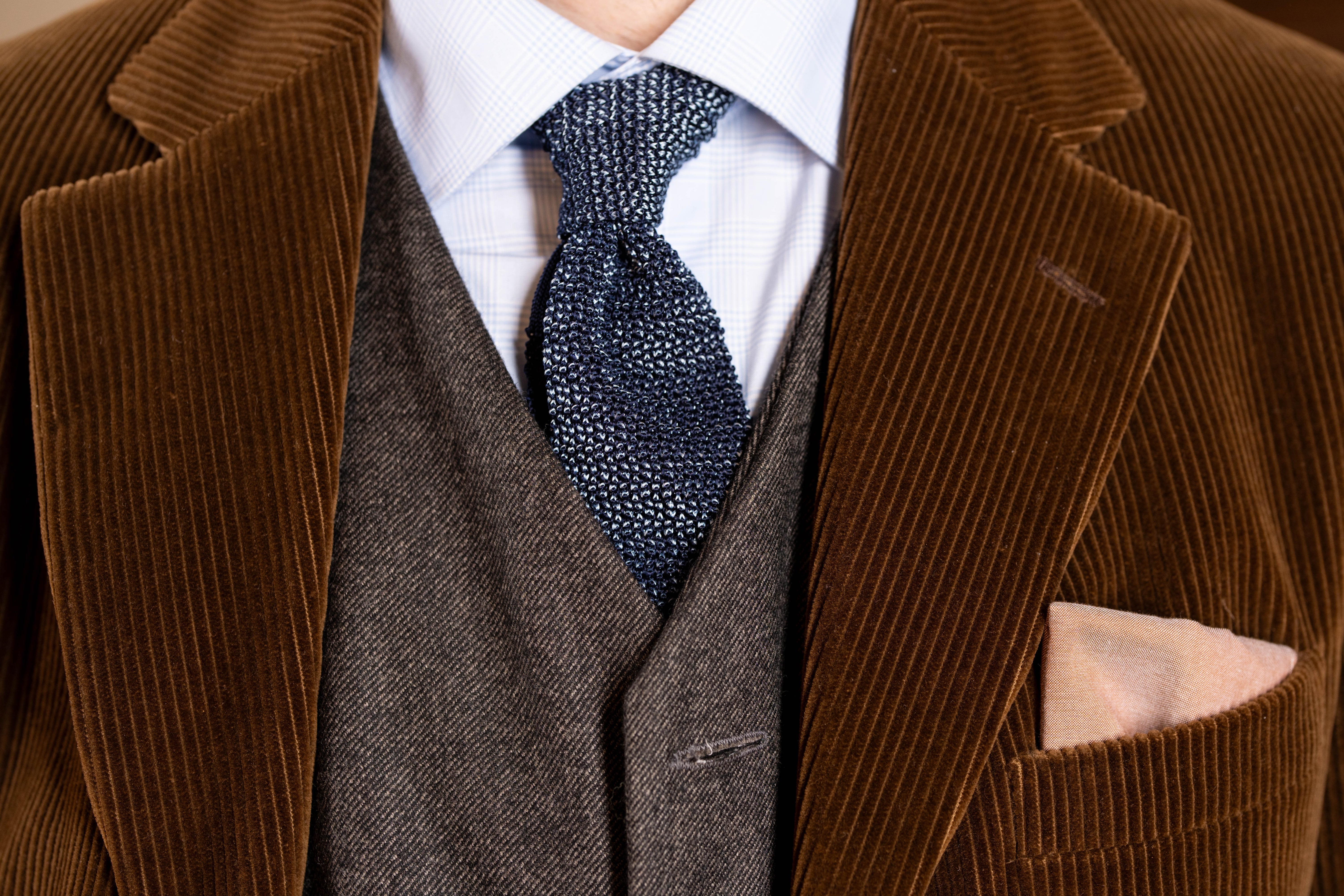 brown silk knit tie