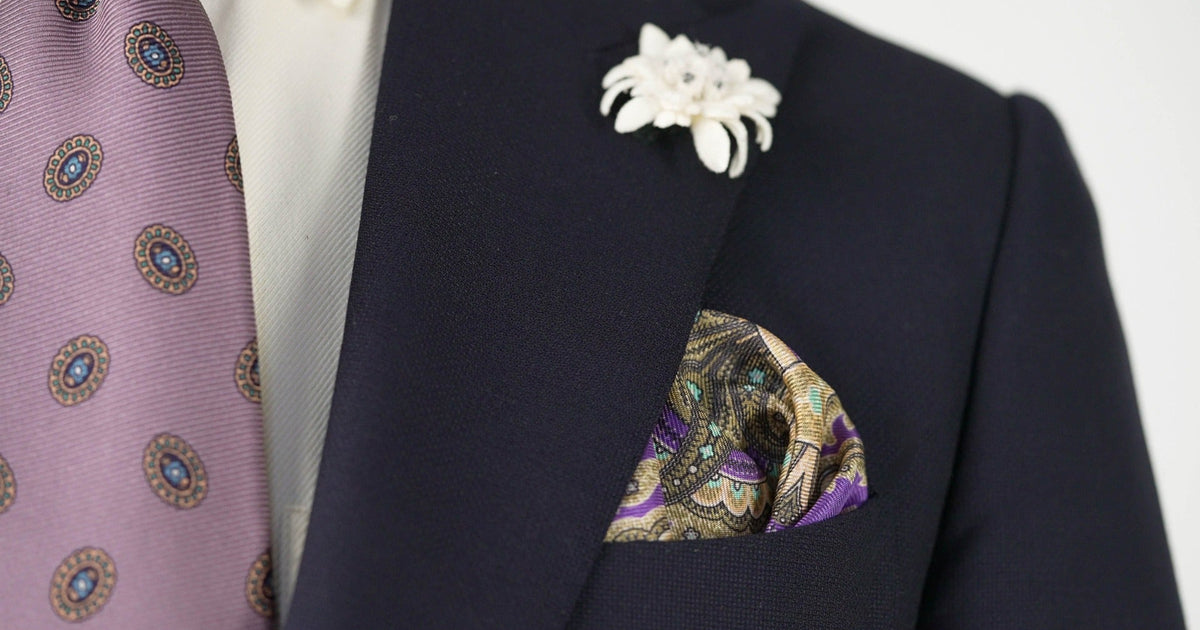 Purple Mandala Design/Solid Print Reversible Pocket Square main image 1