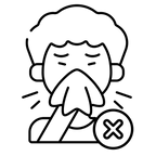 Icon of sneezing person with X