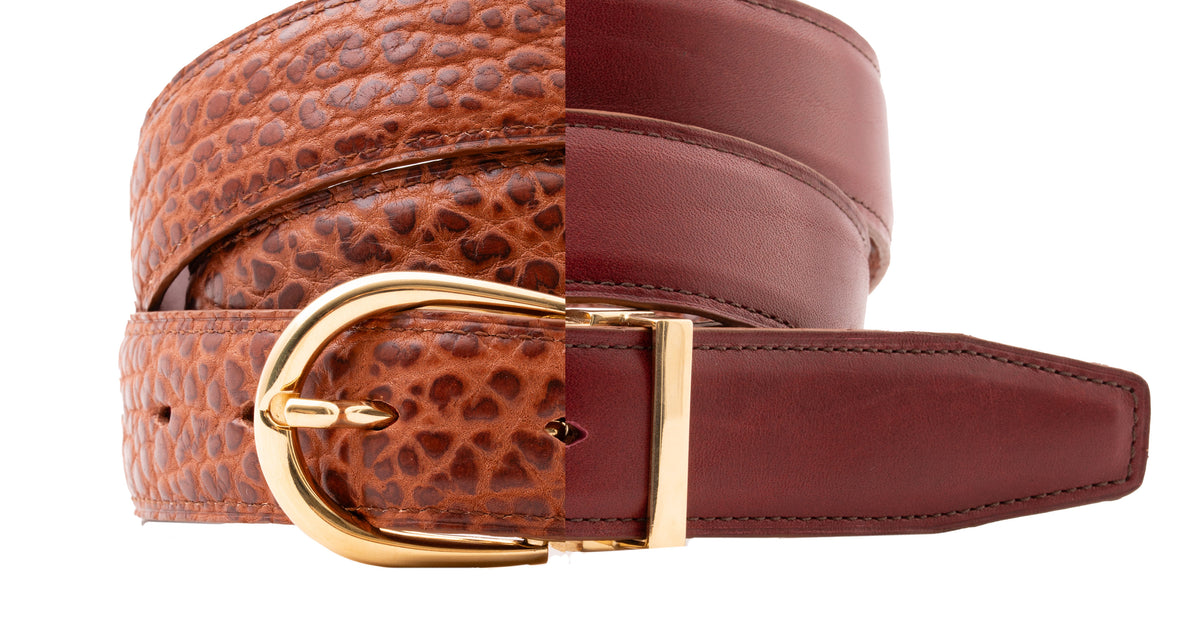 Canyon Rose Medallion Belt - Burnt Umber Bison Cognac & Burnt Umber Reversible Leather Belt  main image 4