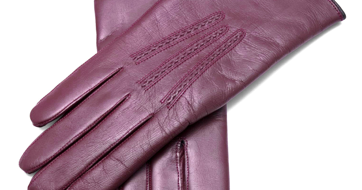 Burgundy Touchscreen Lamb Nappa Leather Dress Gloves