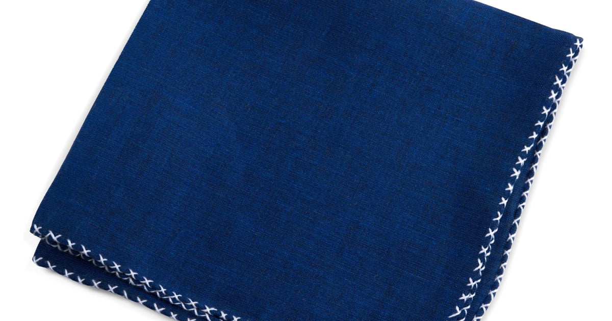 Fort Belvoir Blue and White Denim Pocket Square