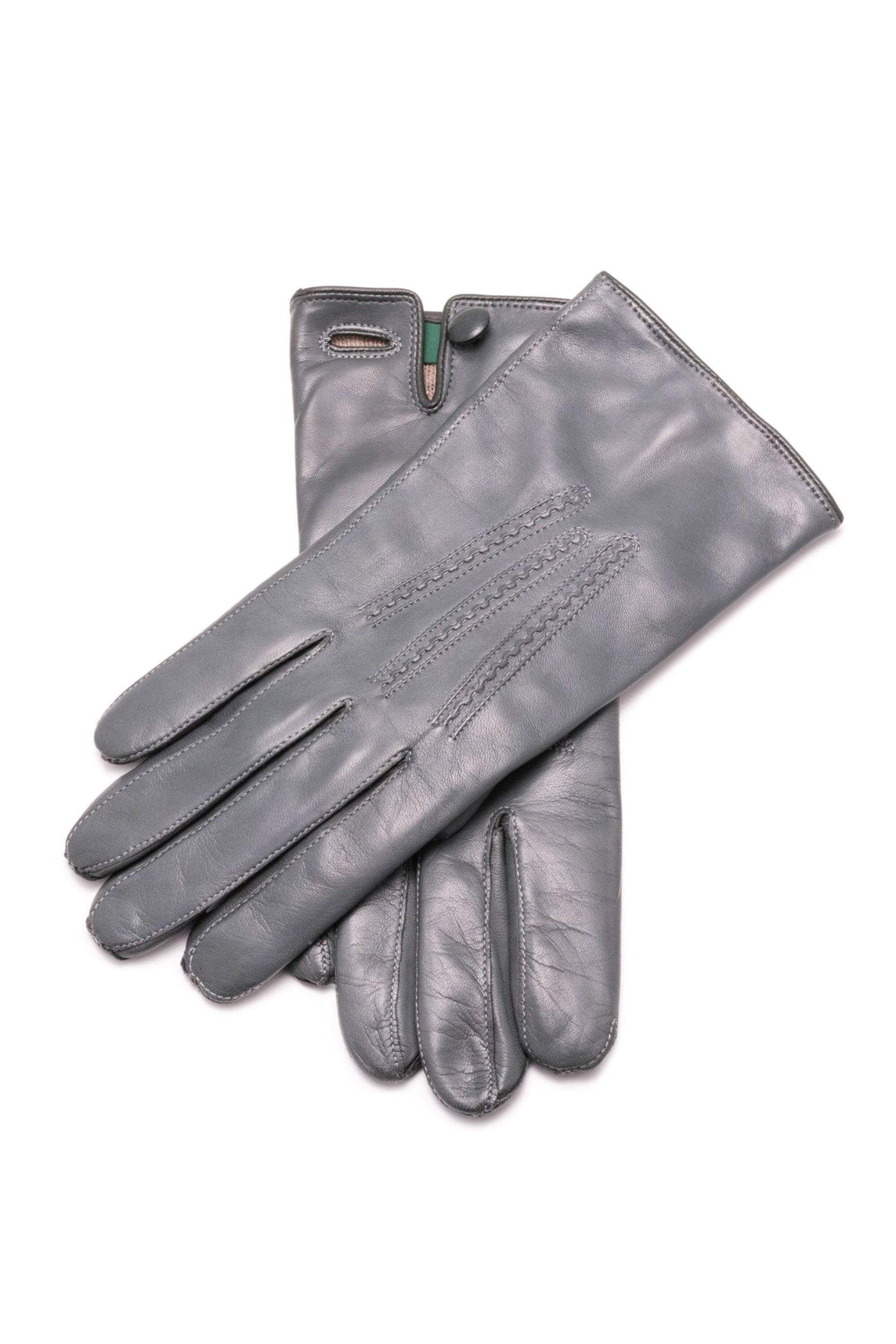 Medium Grey Lamb Nappa Men's Leather Gloves Water Resistant by