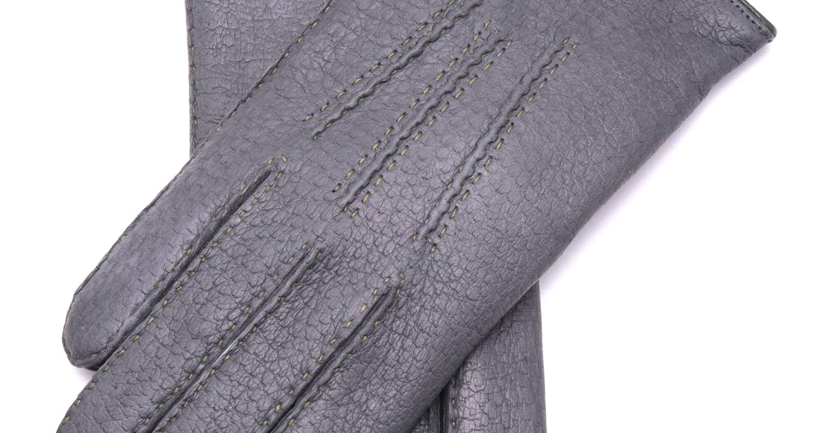 Gray Cashmere Lined Peccary Gloves