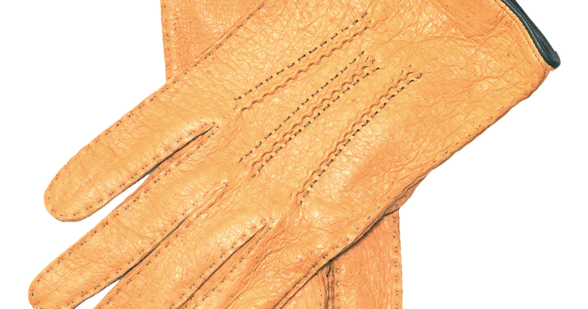 Peccary Gloves Unlined in Chamois Yellow with Button Closure