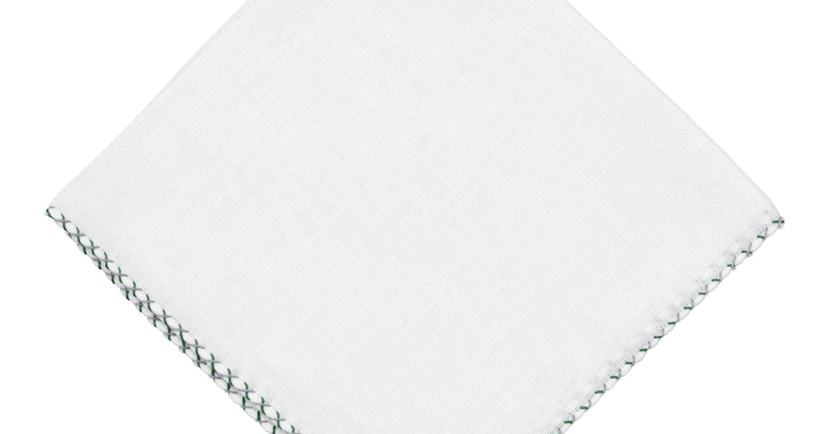 Fort Belvedere White Linen Pocket Square