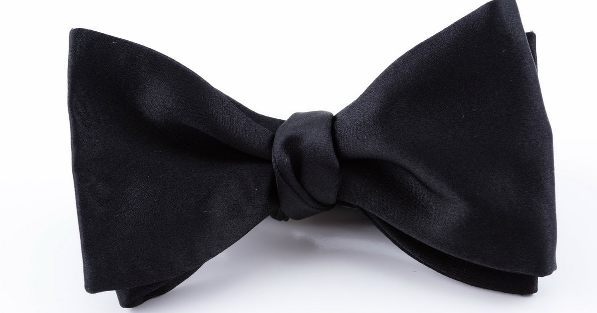 Black Bow Tie in Silk Satin - Sized Self Tie - Fort Belvedere