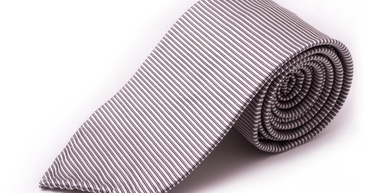 Silver and Black Double Twill Stripe Silk Tie - Fort Belvedere