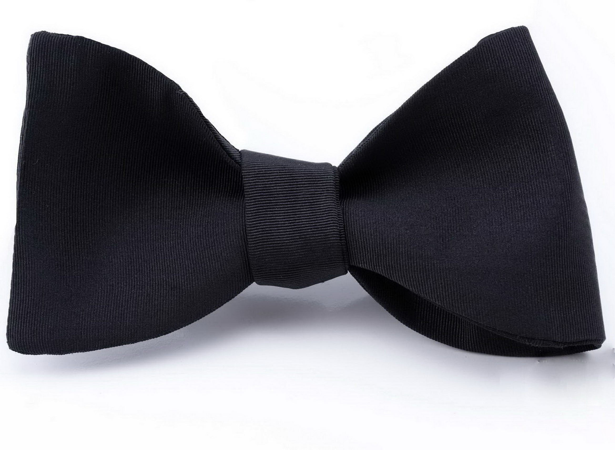 Single End Bow Tie in Black Silk Moiré - Fort Belvedere