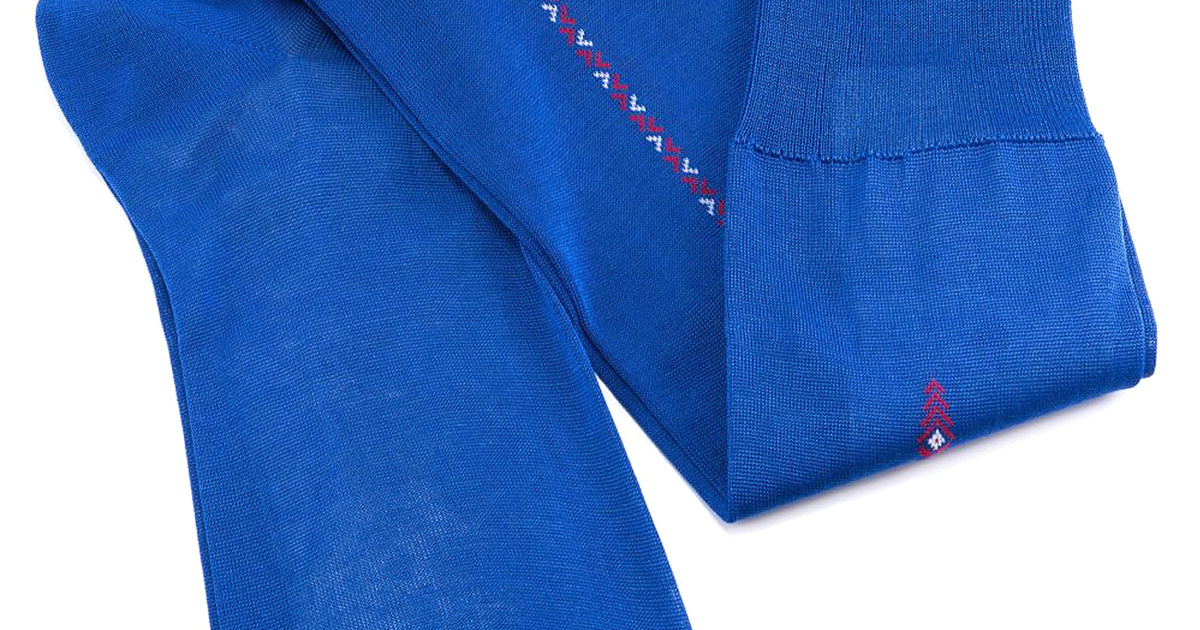 Blue Socks with Red & White Clocks in Cotton - Fort Belvedere