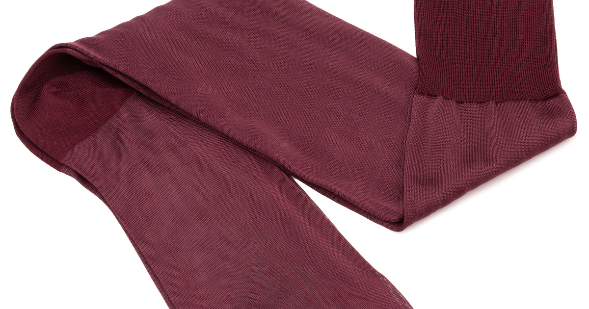 Finest Silk Socks In The World - Over The Calf in Burgundy