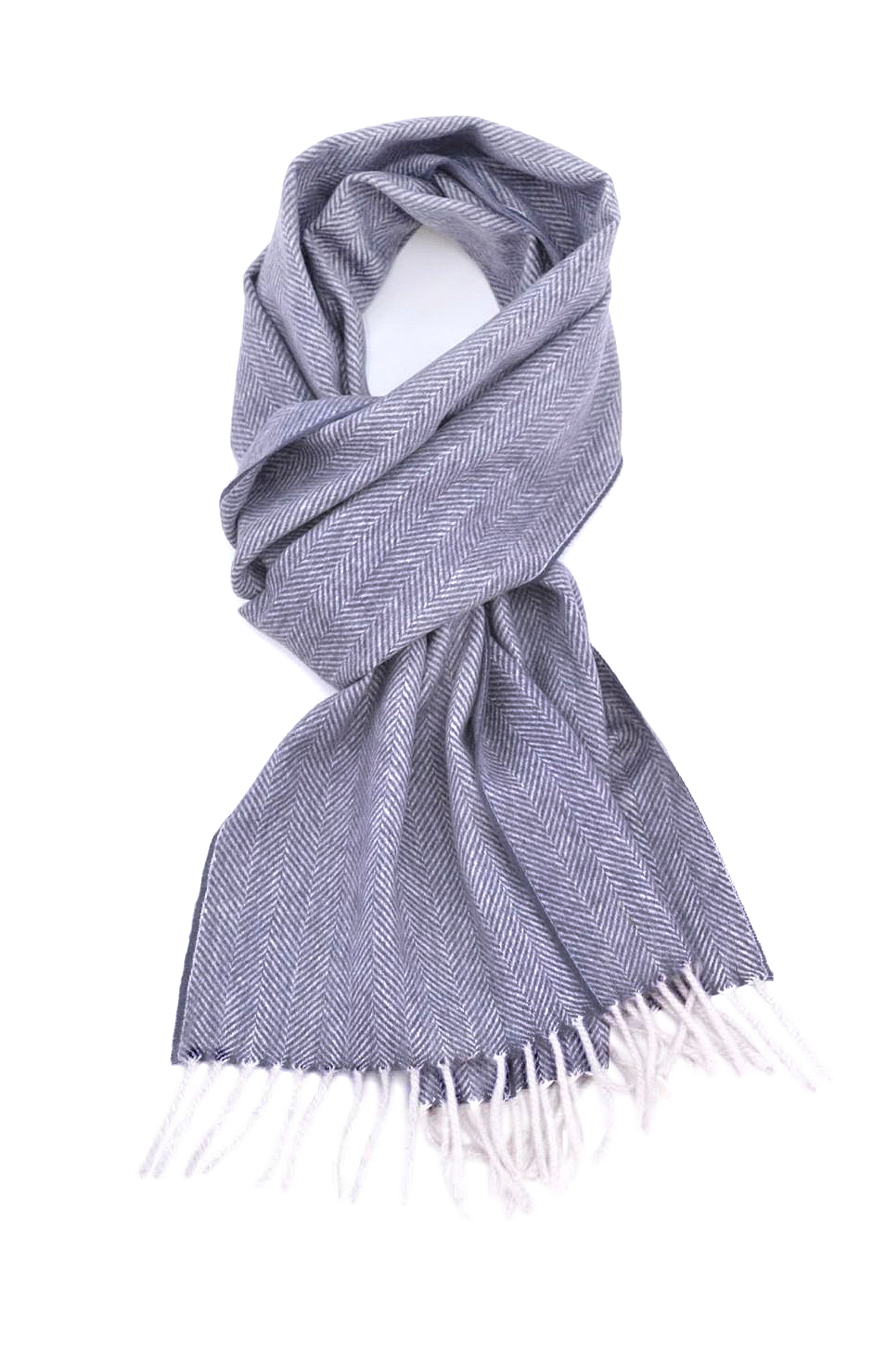 Cashmere Scarf in Dolphin Grey Herringbone by Fort Belvedere