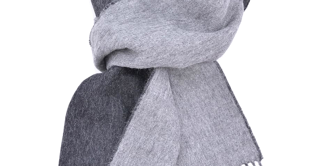 Double Face Wool Check Scarf Charcoal Grey