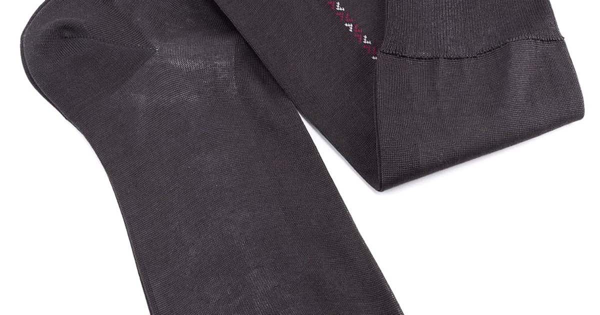 Dark Grey Socks with Burgundy & White Clocks in Cotton - Fort Belvedere