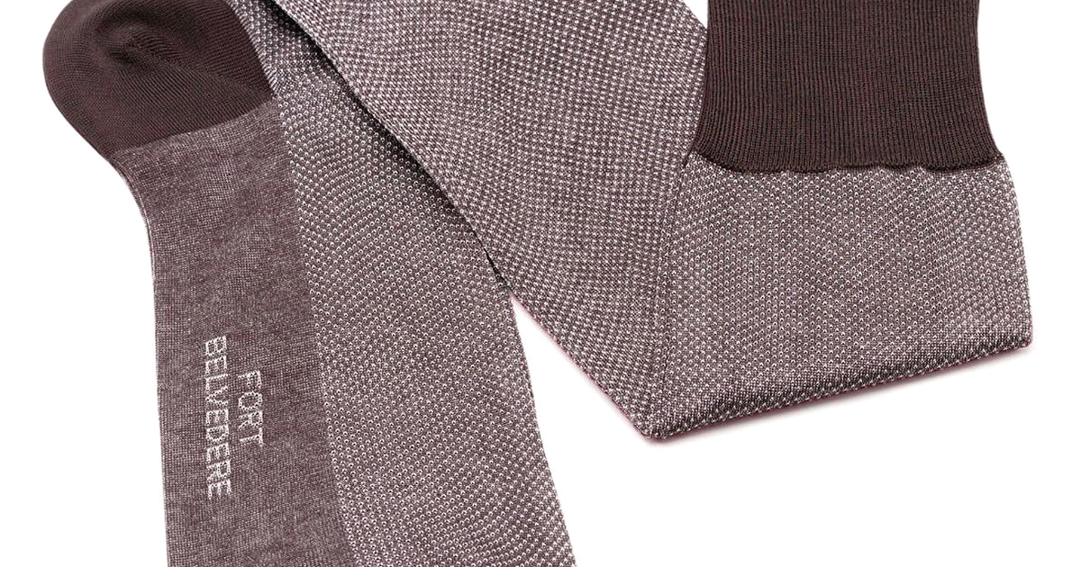 Dark Brown Two Tone Solid Oxford Socks Fil d'Ecosse Cotton - Fort Belvedere
