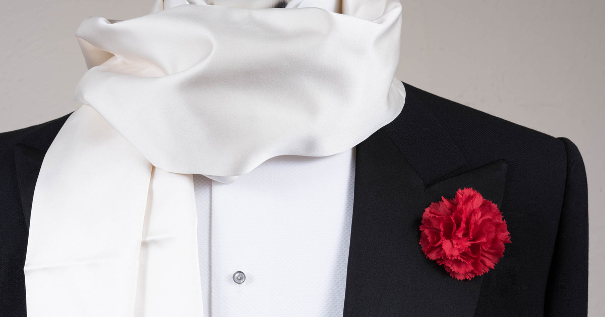 Evening Scarf in White Silk Satin