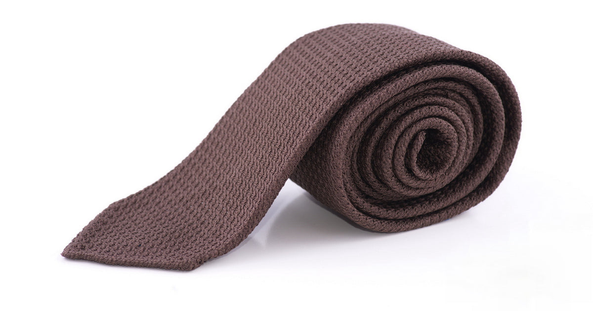 Grenadine Tie in Brown Garza Grossa & Fina Silk Mix Handmade by Fort Belvedere