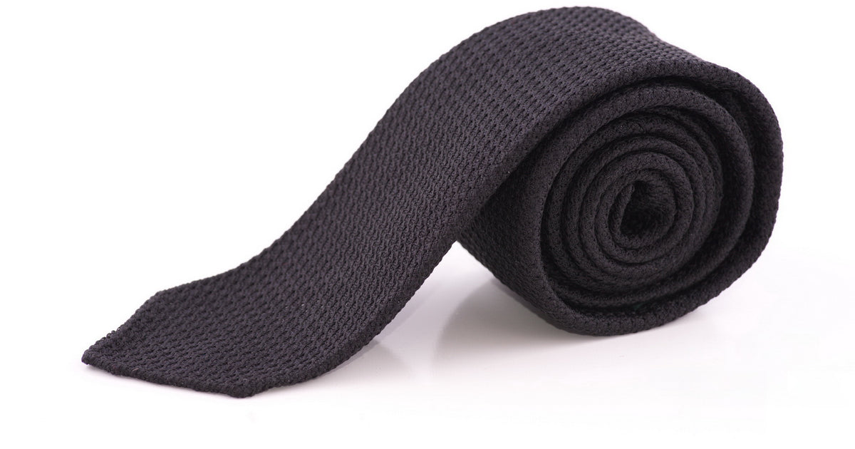 Grenadine Tie in Black Silk Handmade by Fort Belvedere