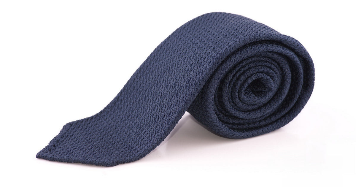 Grenadine Tie in Navy Blue Silk Handmade by Fort Belvedere