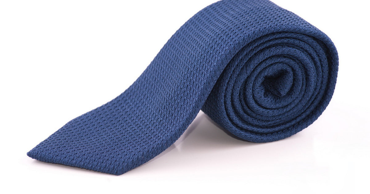 Grenadine Tie in Dark Blue Silk Handmade by Fort Belvedere