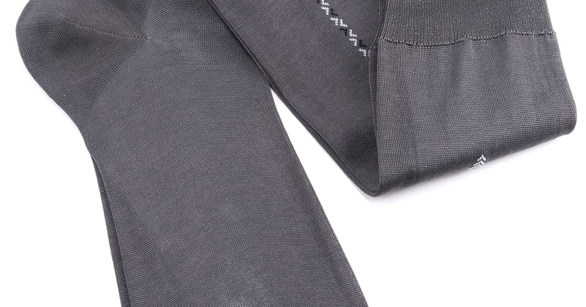 Grey Socks with Light Grey & Black Clocks in Cotton - Fort Belvedere