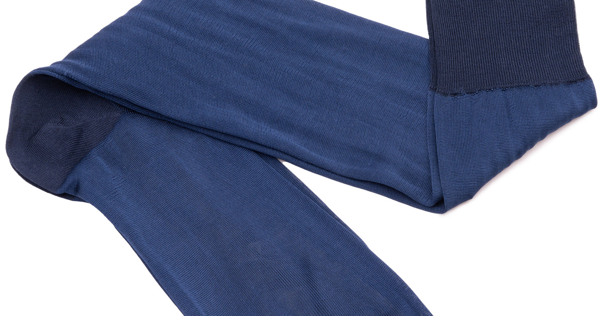 Finest Socks in the World -Over the Calf in Light Navy Silk