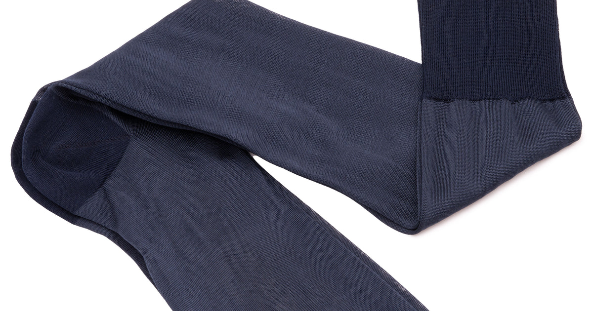 Finest Socks In The World - Over The Calf in Navy Silk