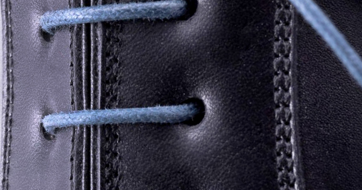 Round Blue-Gray Waxed Cotton Shoelaces