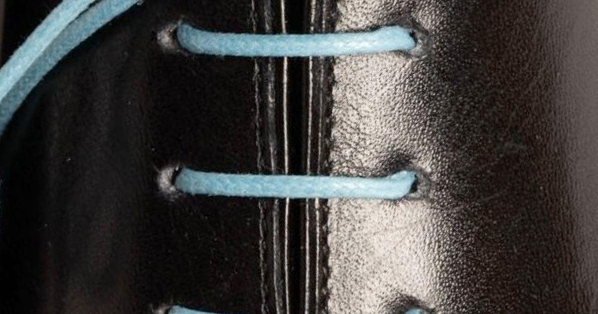 Round Light Blue Waxed Cotton Shoelaces