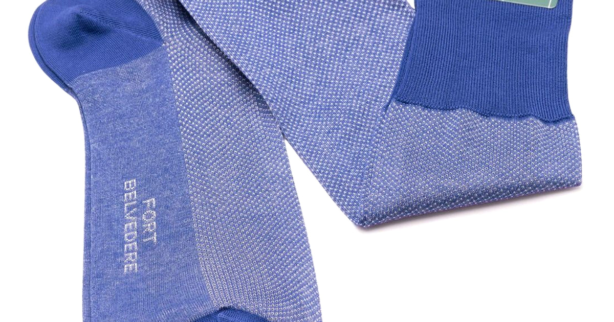Very Blue & White Two-Tone Solid Formal Evening Socks - Fort Belvedere