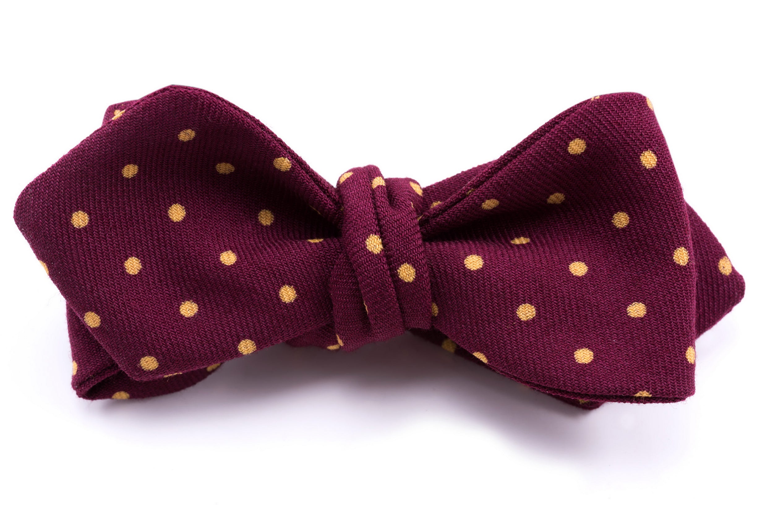 maroon polka dot bow tie