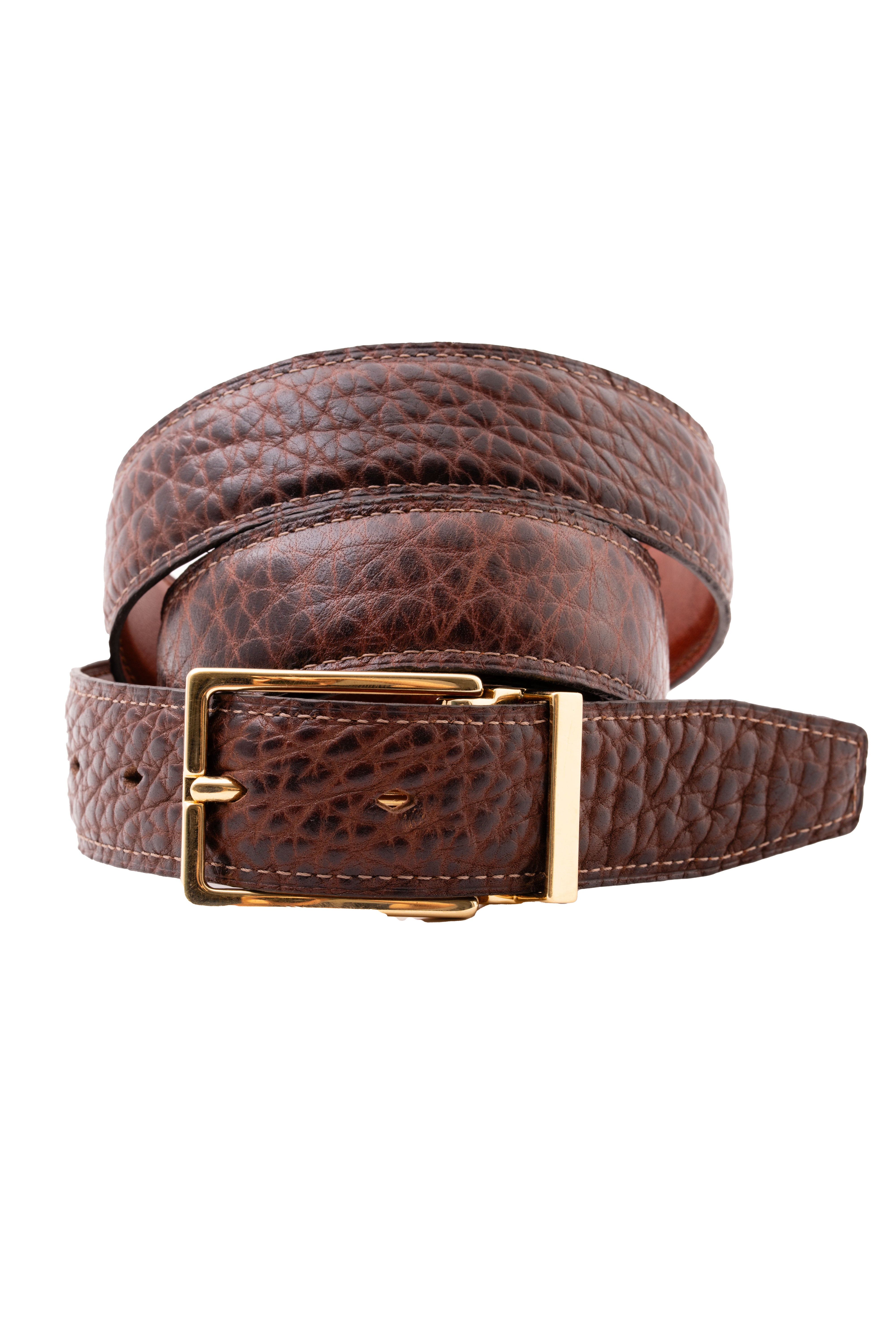 Bison Brown Mid Brown Veg Tan Reversible Leather Belt Gentleman #39 s