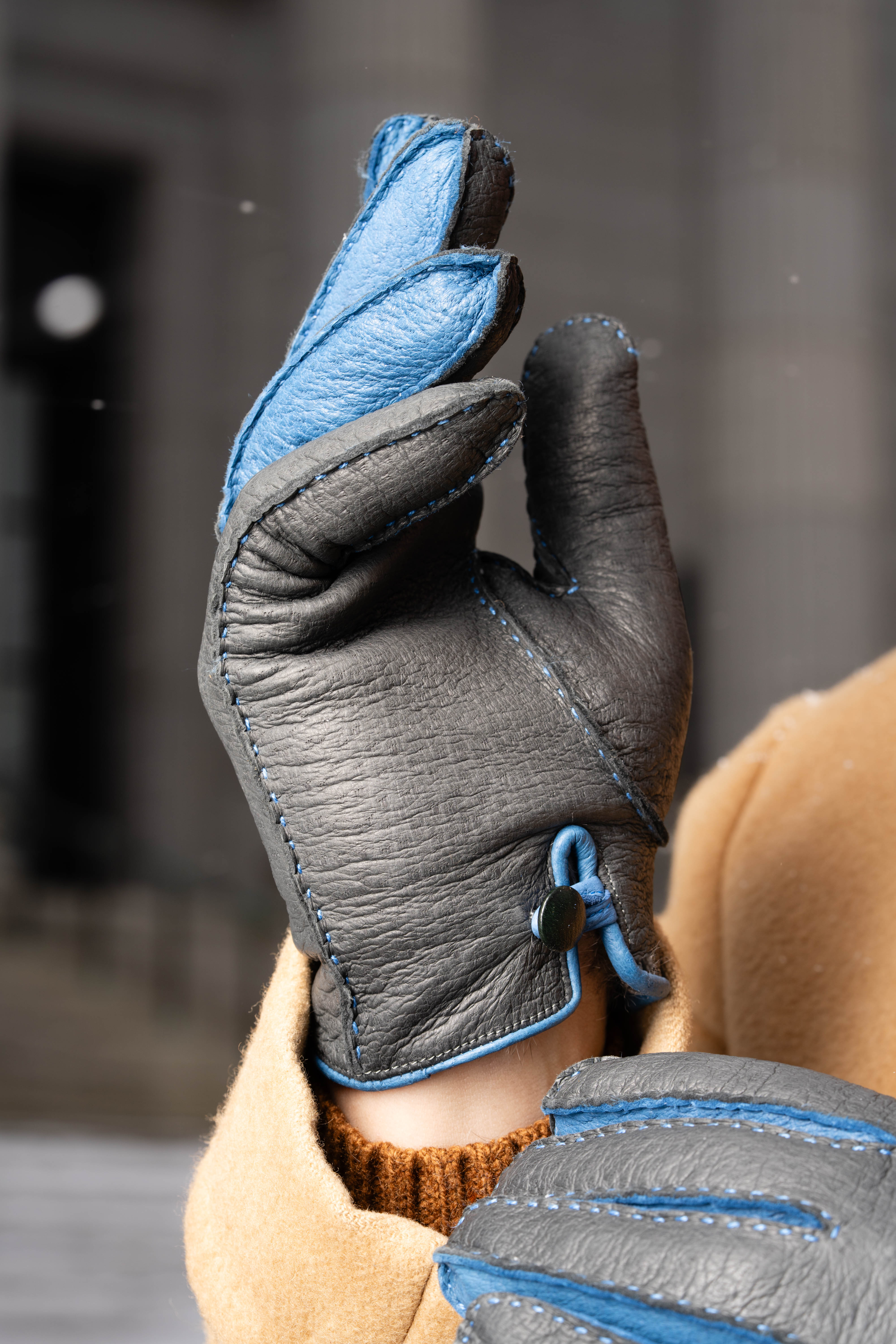 Gray & Blue Rabbit Fur Lined Peccary Gloves – Gentleman's Gazette