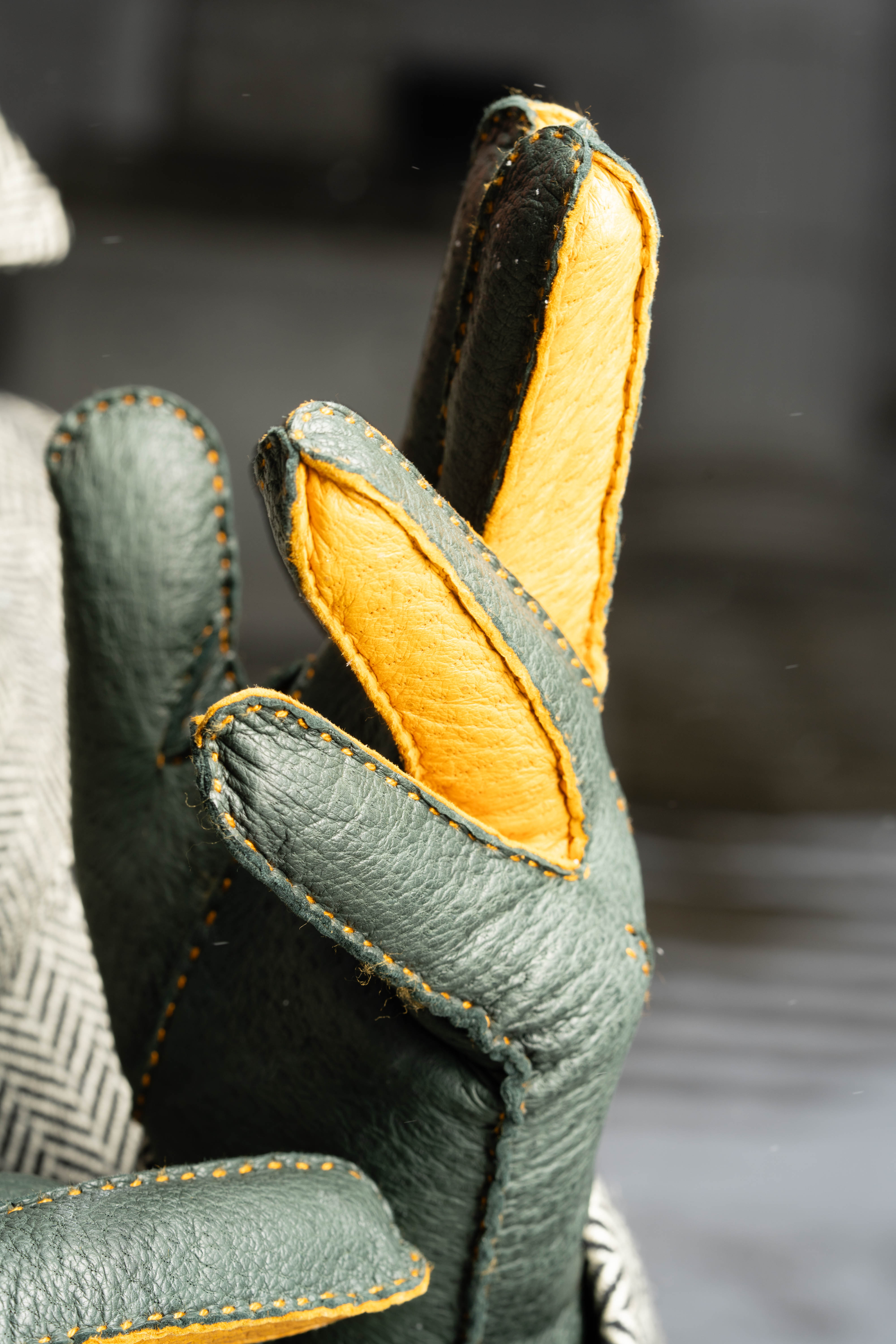 Green & Yellow Rabbit Fur Lined Peccary Gloves – Gentleman's Gazette