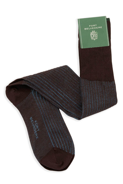 Fort Belvedere Brown and Bright Blue Socks