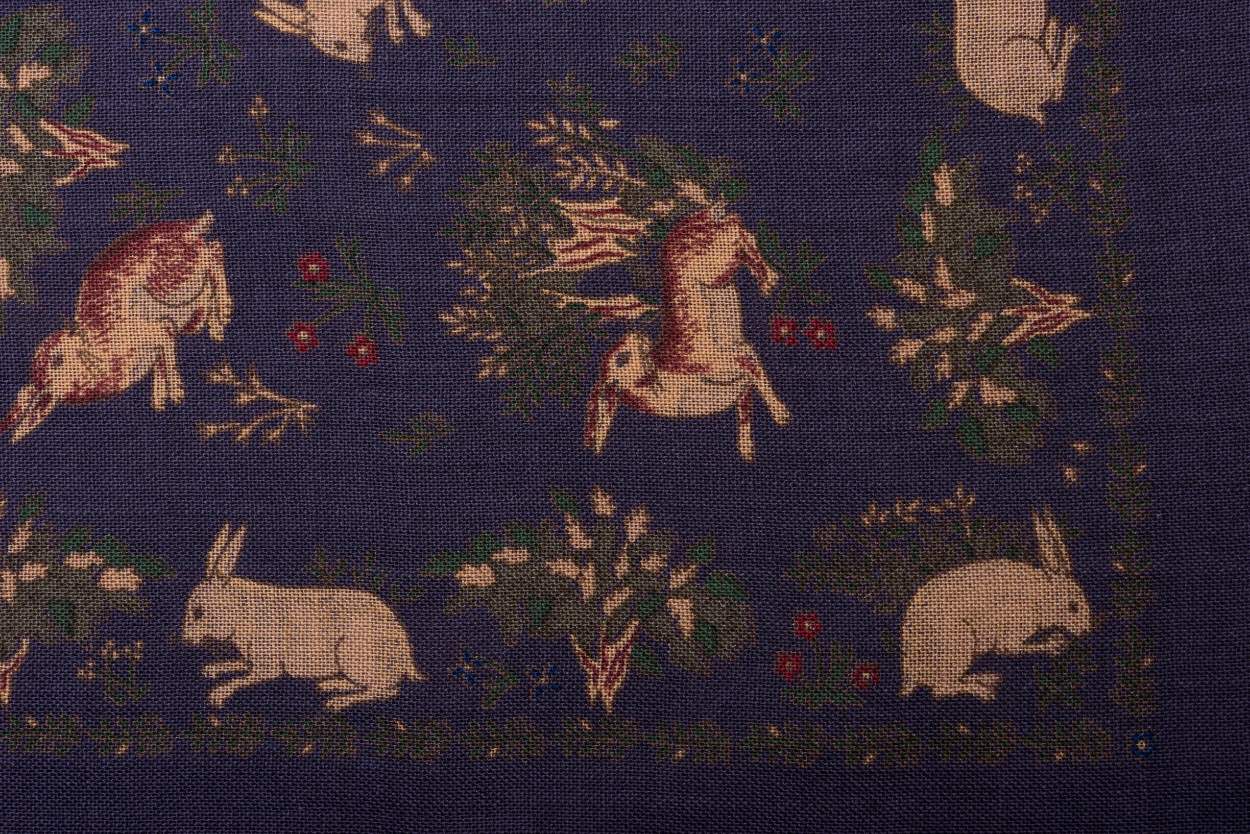 Buff Rabbits on navy blue with Green Silk Wool Pocket Square - Fort ...
