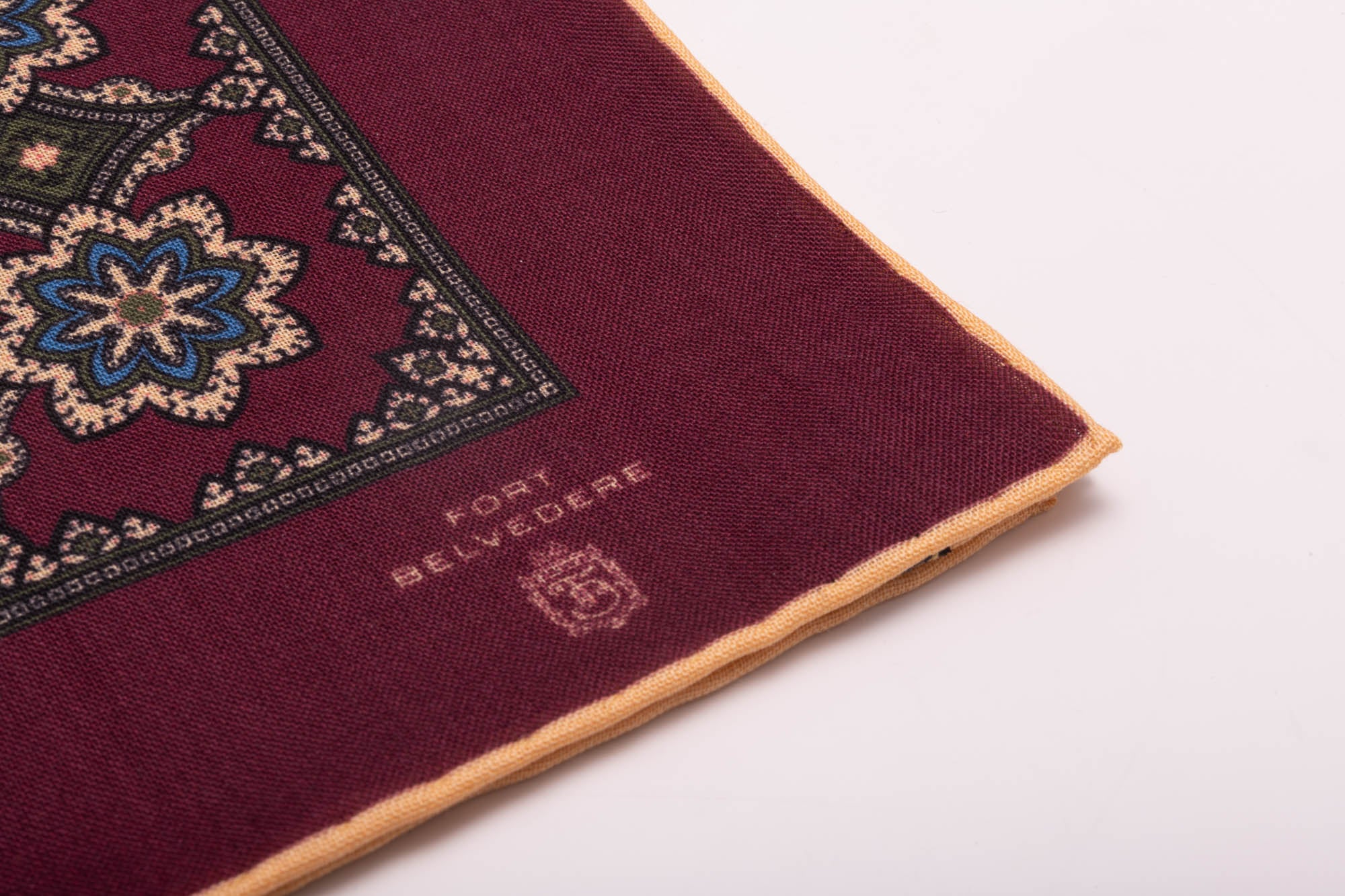 Sky Blue Medallions on Brown background silk pocket Square main image 0