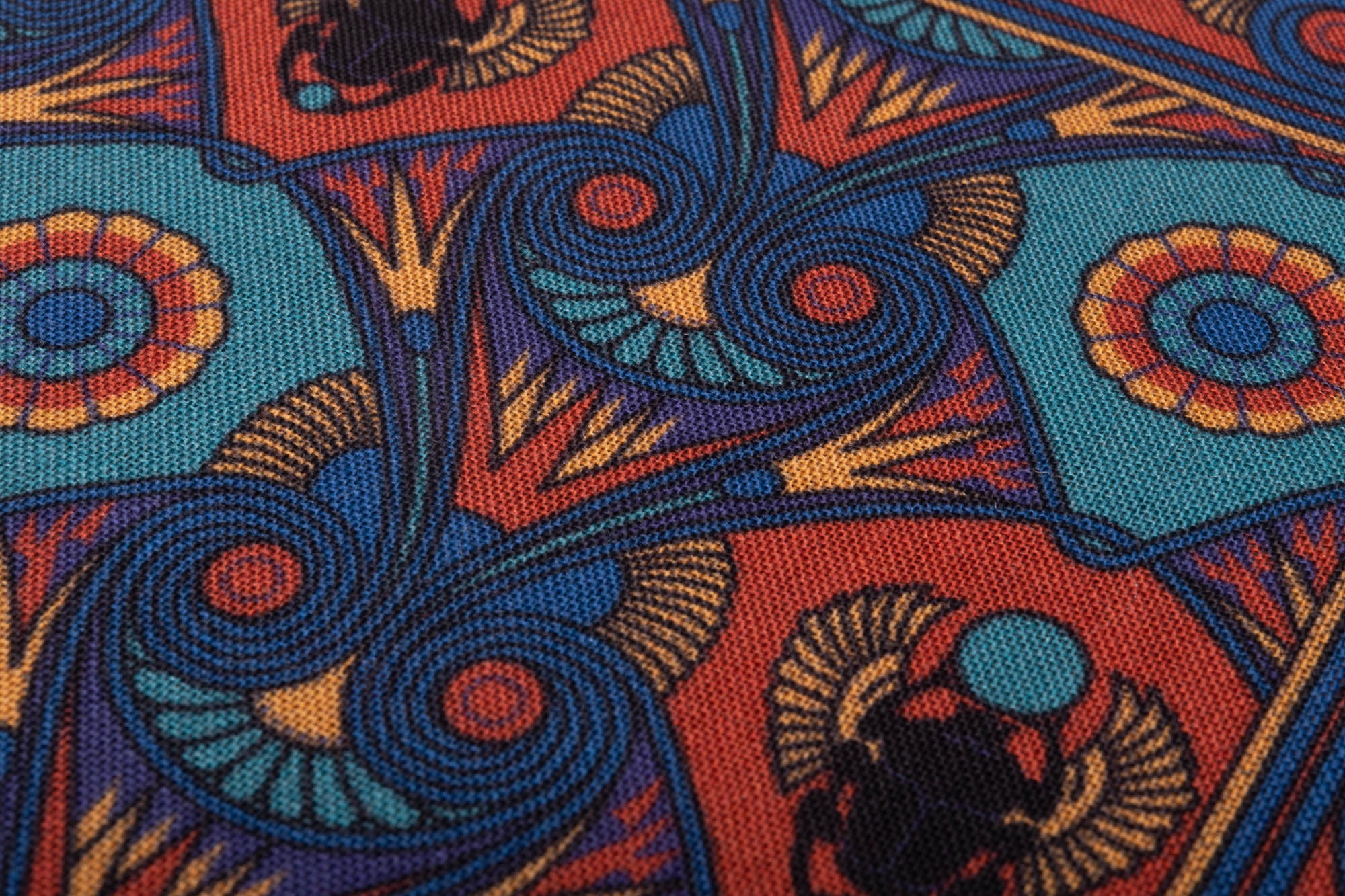 Copper Red Pocket Square Art Deco Egyptian Scarab pattern in royal blue ...