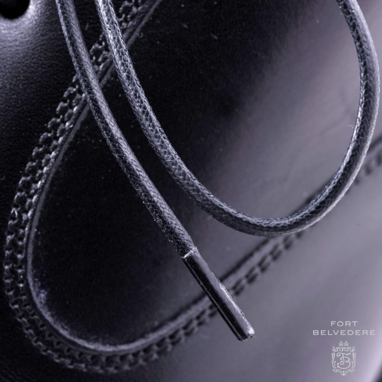 Black Shoelaces Flat Waxed Cotton