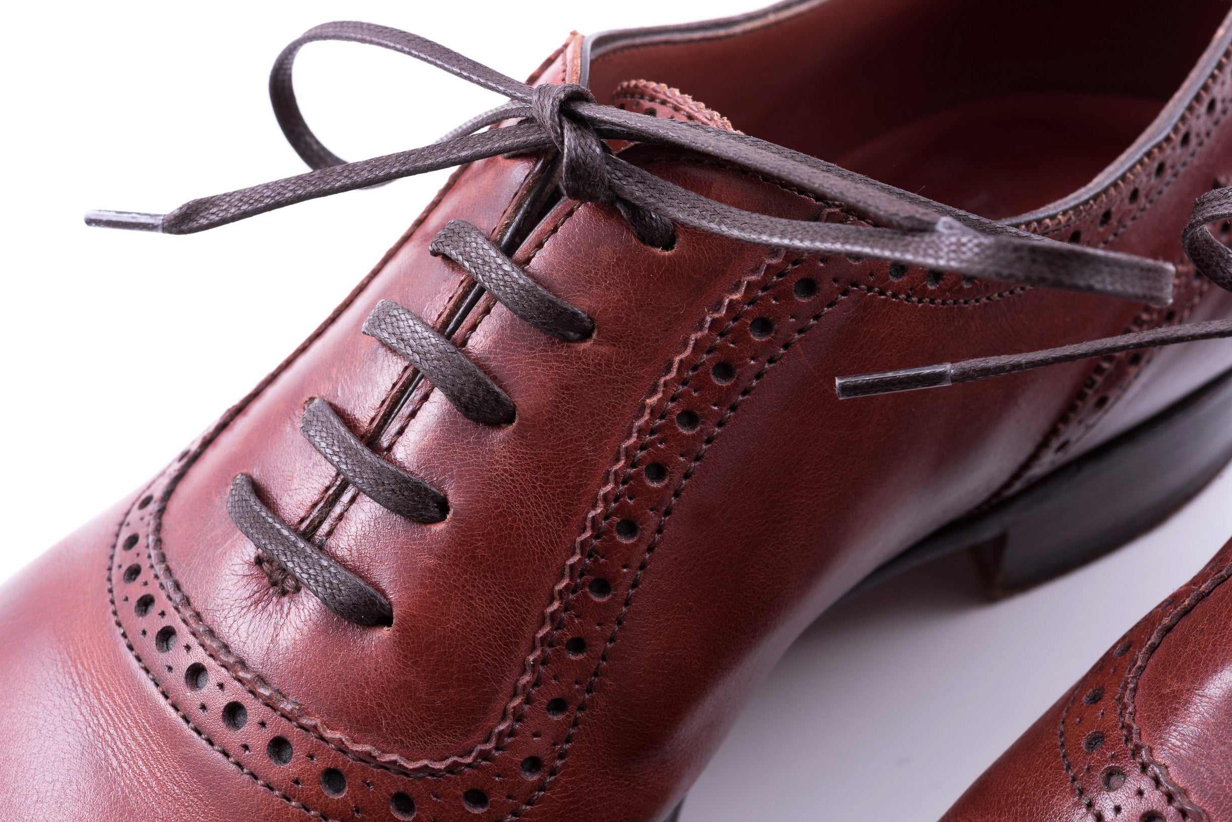 Dark Brown Shoelaces Flat Waxed Cotton