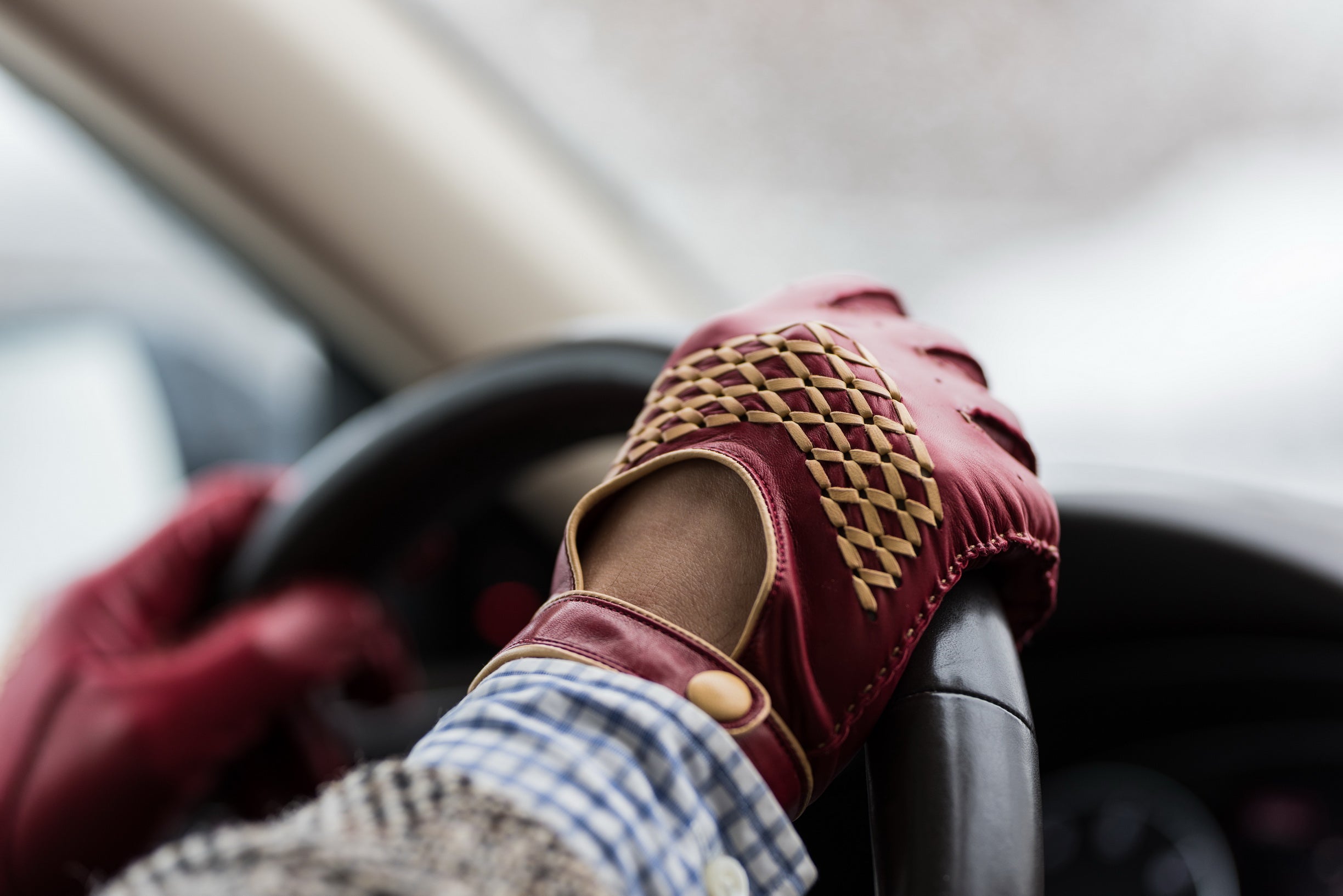 Racing Red & SandDriving Gloves in Nappa Leather Unlined by Fort ...