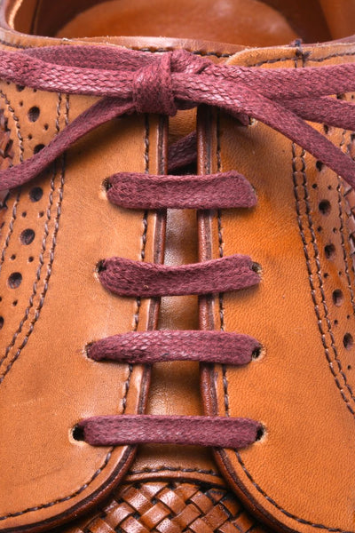 Burgundy Shoelaces Flat Waxed Cotton Luxury Dress Shoe Laces by