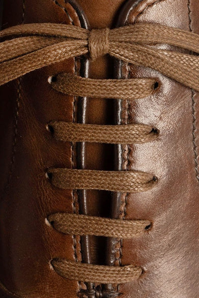mens brown dress shoe laces Coffee Shoelaces Flat Waxed Cotton Shoe size:6.5