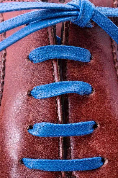 Royal Blue Shoelaces Flat Waxed Cotton
