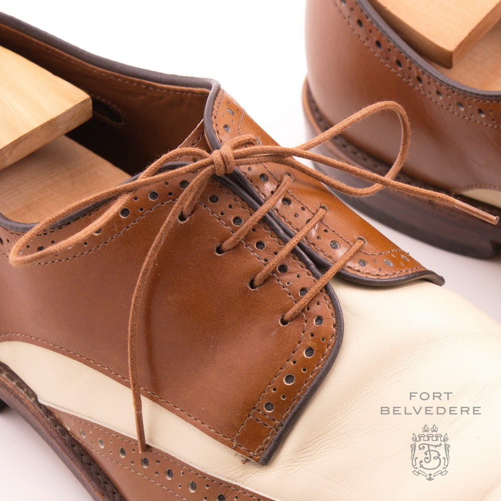 Brown Shoelaces Round Luxury Waxed Cotton Dress Shoe Laces by Fort