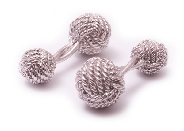 Fort Belvedere Monkey Fist Knot Cufflinks in Silver-Platinum Plating