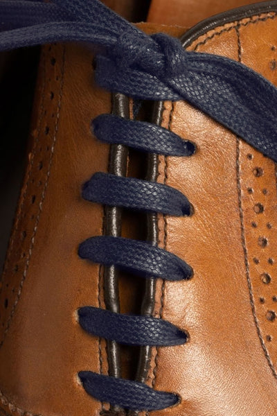 Flat Navy Waxed Cotton Shoelaces Flat Navy Waxed Cotton Shoelaces