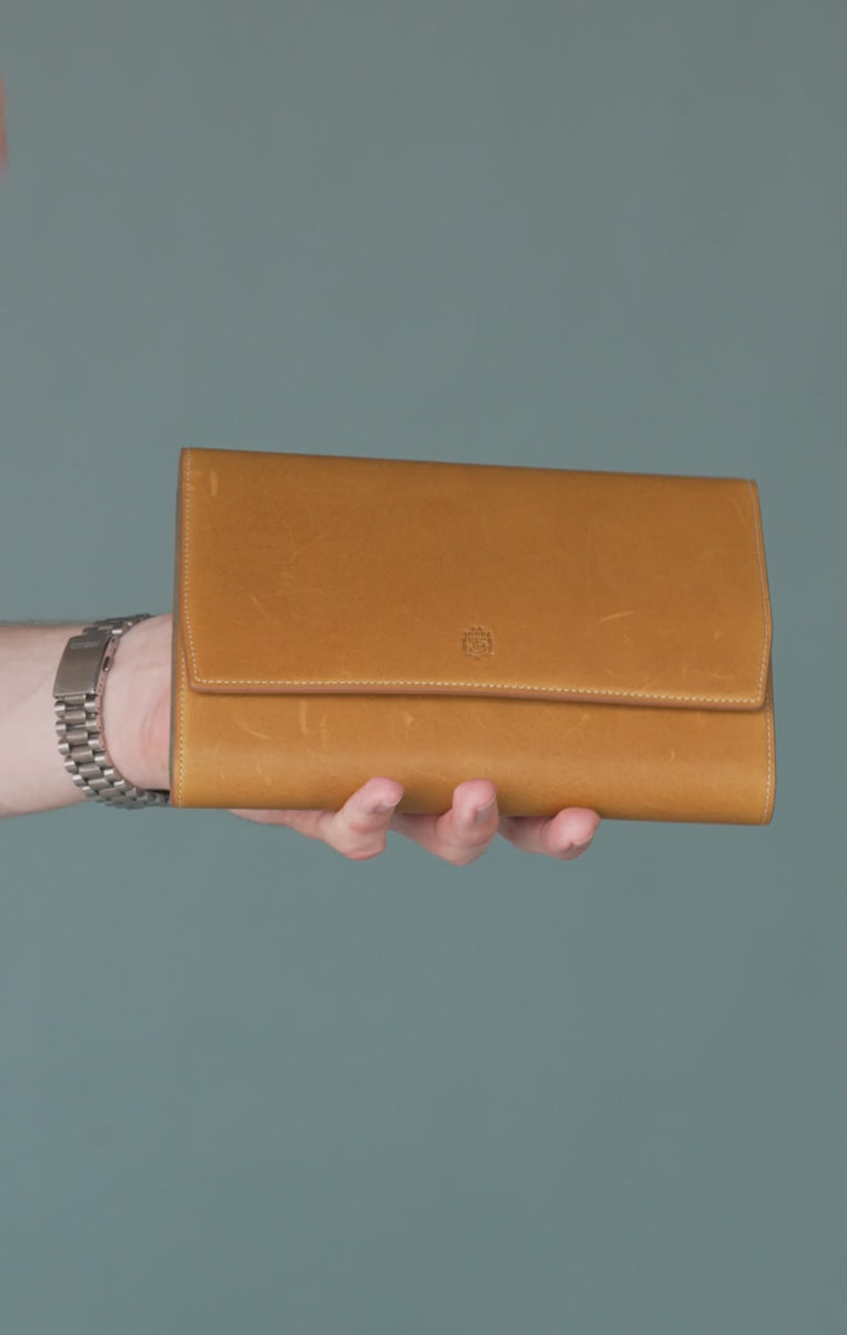 3-Watch Vintage Gold & Sage Green Suede Leather Watch Case