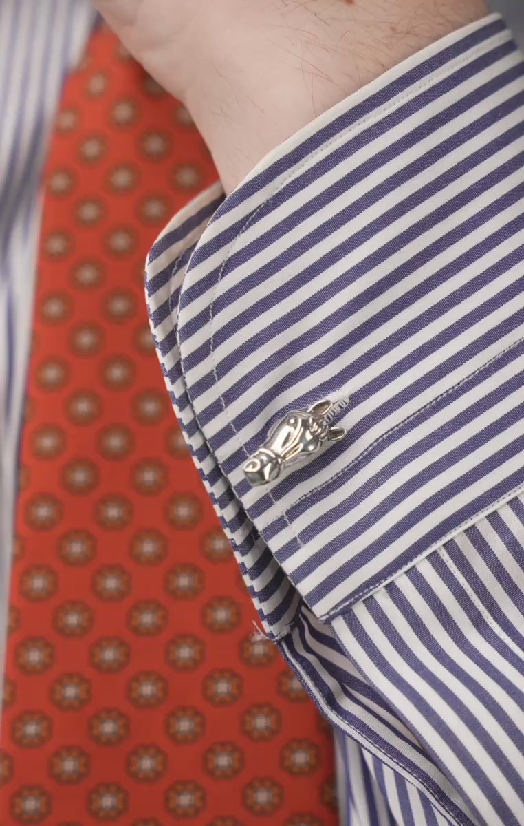 Horse & Stirrup Blackened Sterling Silver Cufflinks