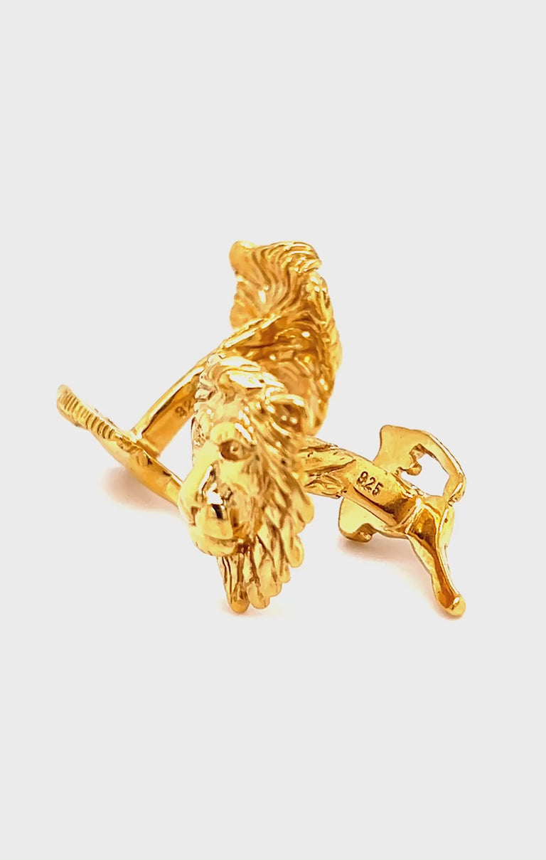 Rotating gold lion cufflinks